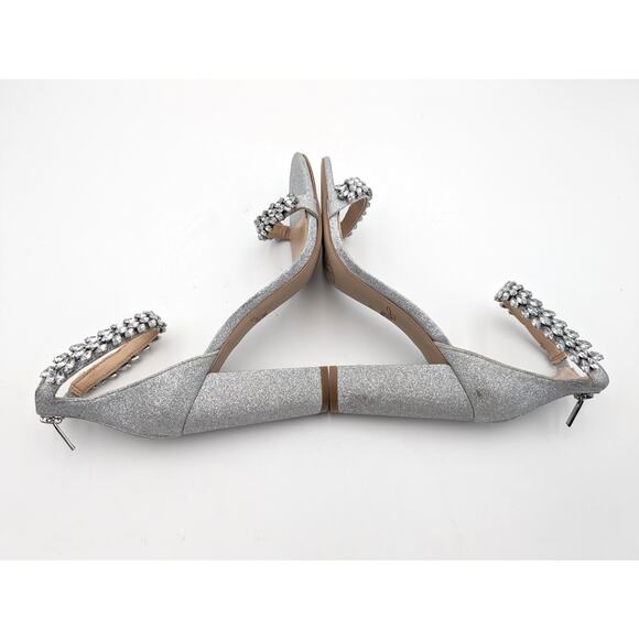 Jewel Badgley Mischka Mayra Block Heel Sandals Women's Silver Size US8 EU38.5 - Picture 6 of 9